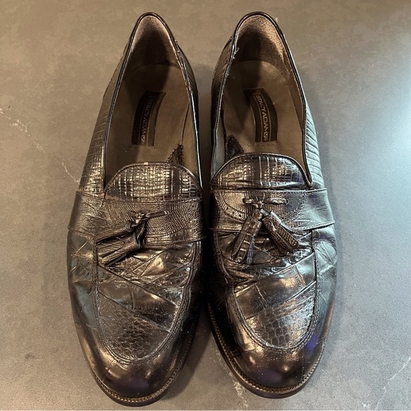 Stacy Adams sz 11 black snakeskin leather tassel loafers - Picture 10 of 16